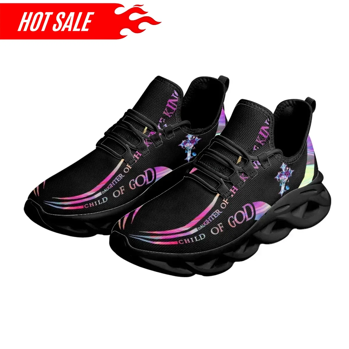 Men'S Training Shoes - Sneakers Traspiranti con Stampa Croce Cristiana,