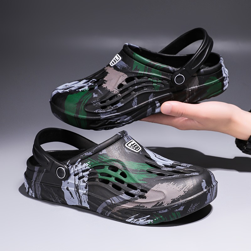 Men'S Shoes With Velcro - Sandali Estivi da Uomo con Motivo