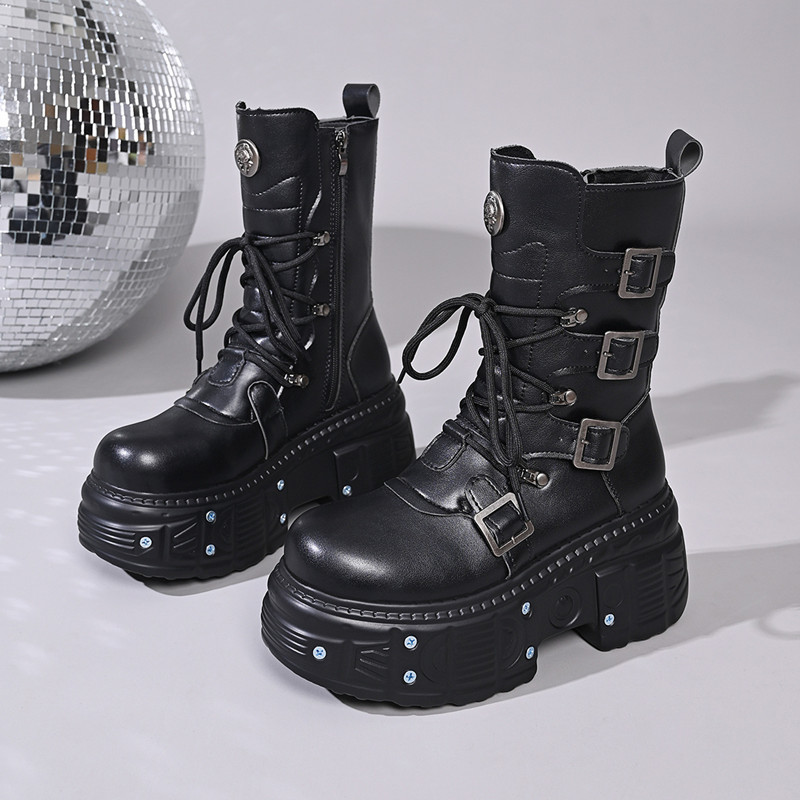 Men Shoes High - Stivali da Donna Stile Punk con